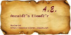 Aszalós Elemér névjegykártya